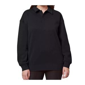 Mondetta Womens  Black Collared Fleece Pullover Small